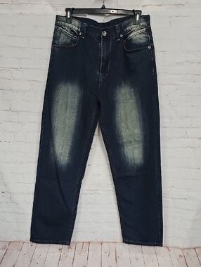 Slim Straight Men's Jeans in Washed Dark Blue